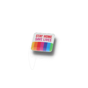 Stay Home Button Badge 25mm Square