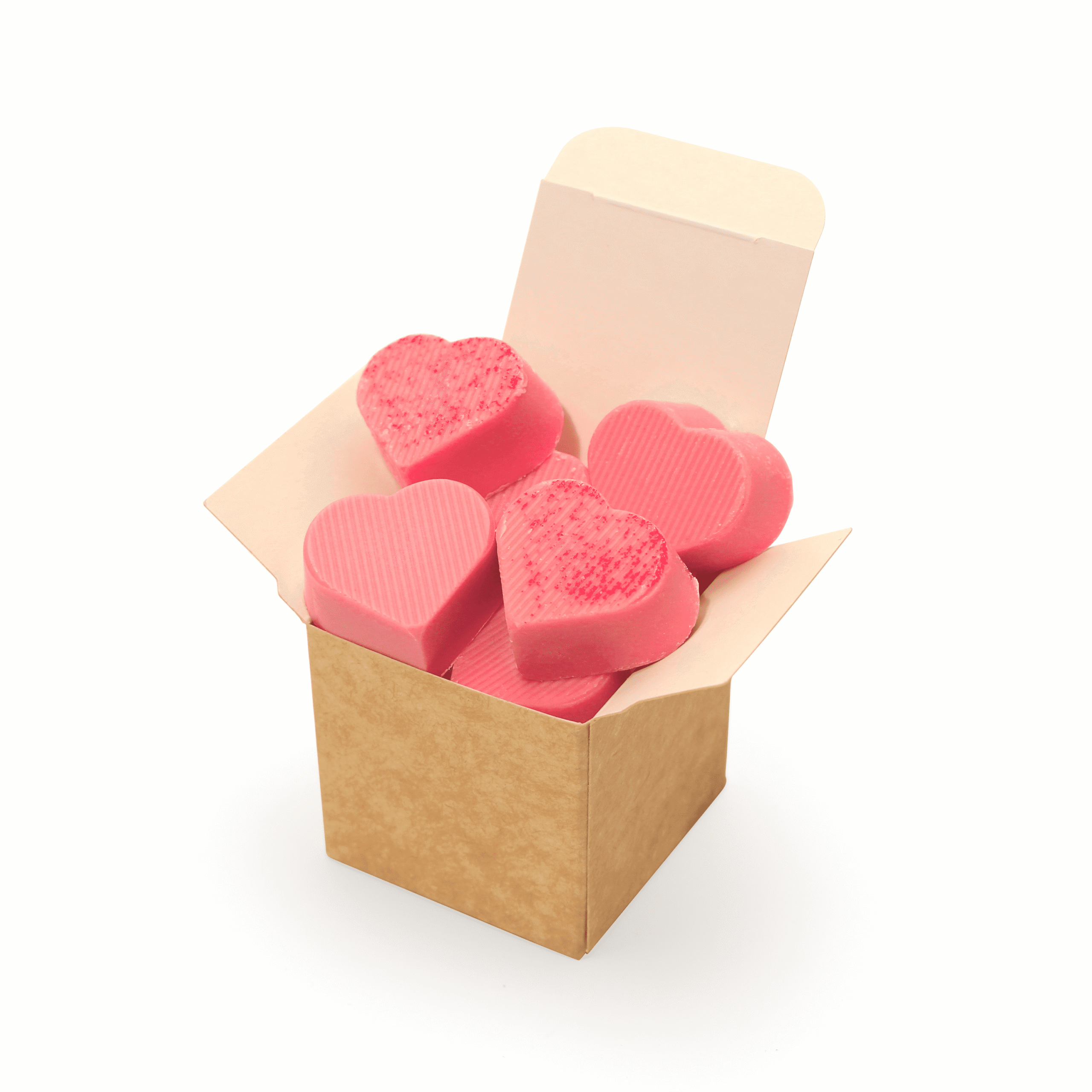 Valentines Eco Kraft Cube Raspberry Heart Chocolate Truffles - Image 1