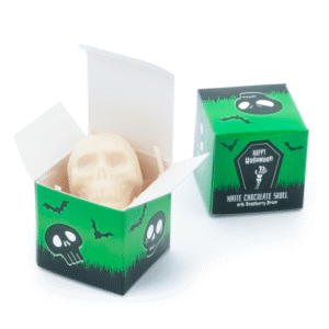 Halloween - Eco Mini Cube Box - White Chocolate Skull - Image 1
