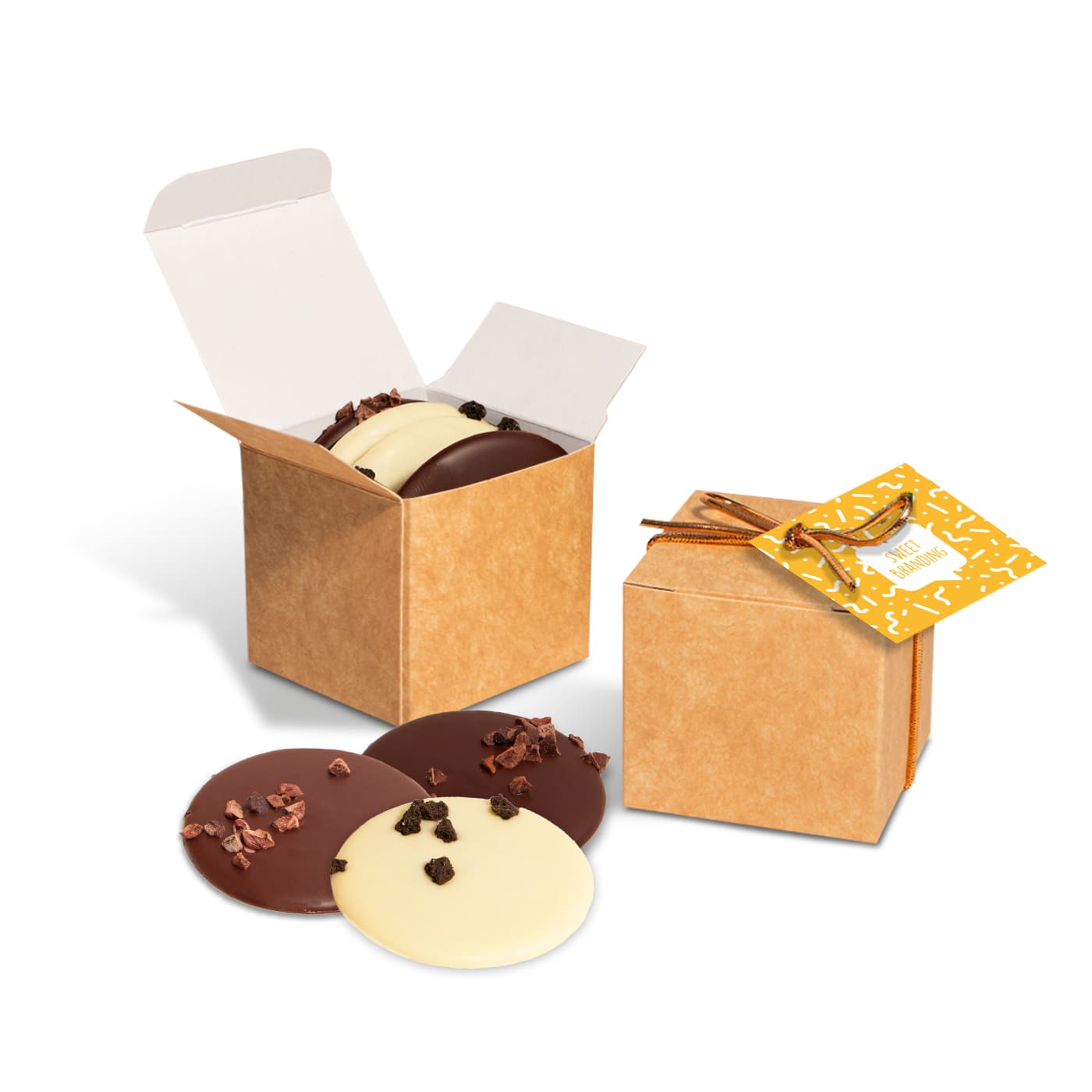 Eco Kraft Cube Chocolate Discs - Image 1