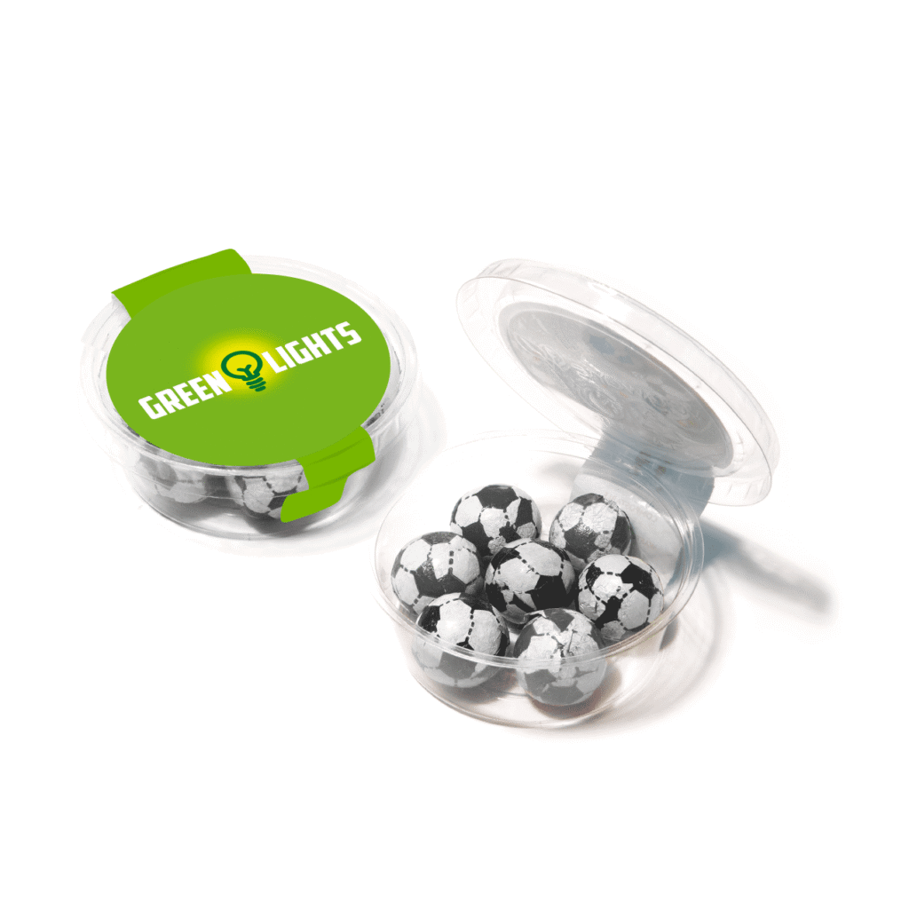 Eco Midi Pot - Chocolate Footballs