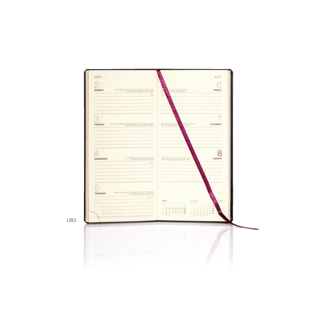 De Luxe Pocket Weekly Diary Gold Trim