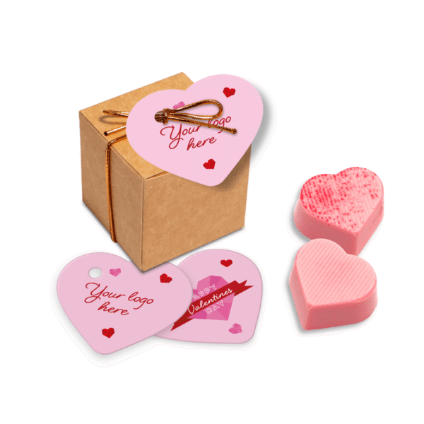 Valentines Eco Kraft Cube Raspberry Heart Chocolate Truffles