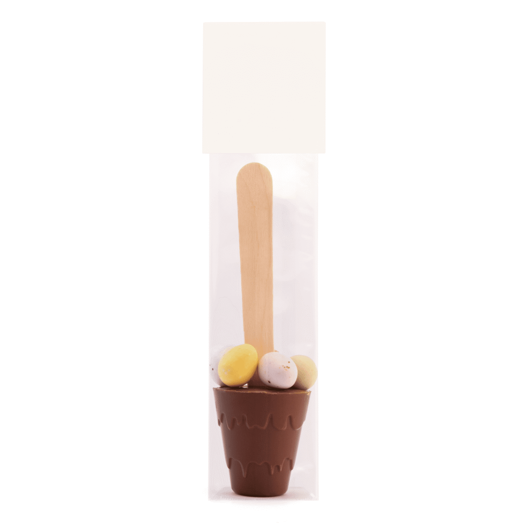 Easter Info Card - Hot Choc Spoon with Speckled Eggs